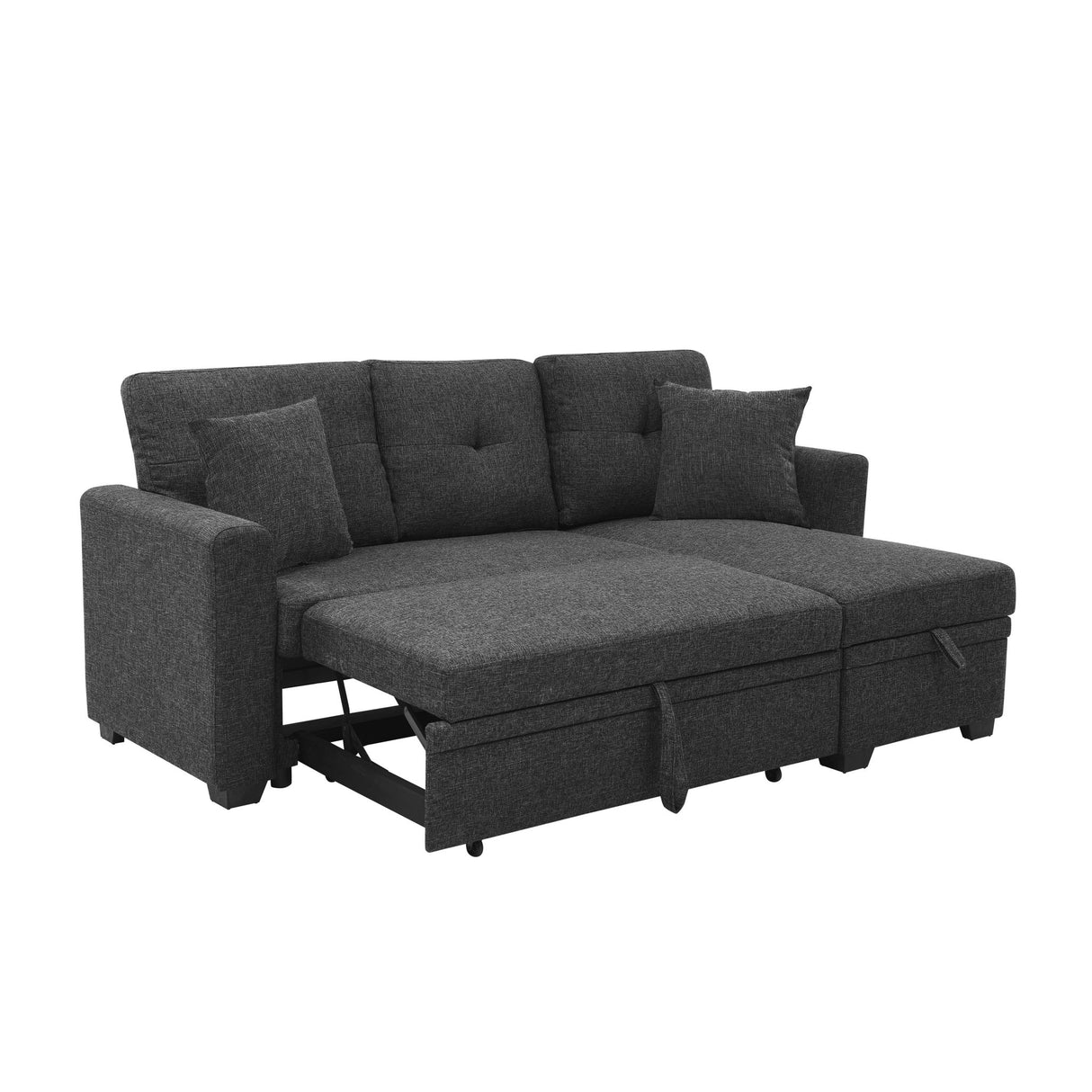 Upholstered Sectional With Pull Out Bed And Chaise Storage