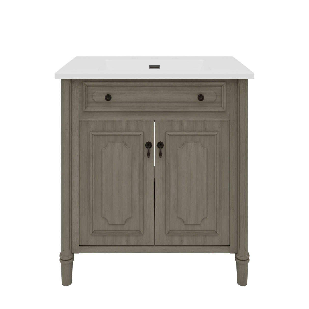 Vintage Bathroom Vanity With Sink, Rustic Cabinet With Soft Close Doors