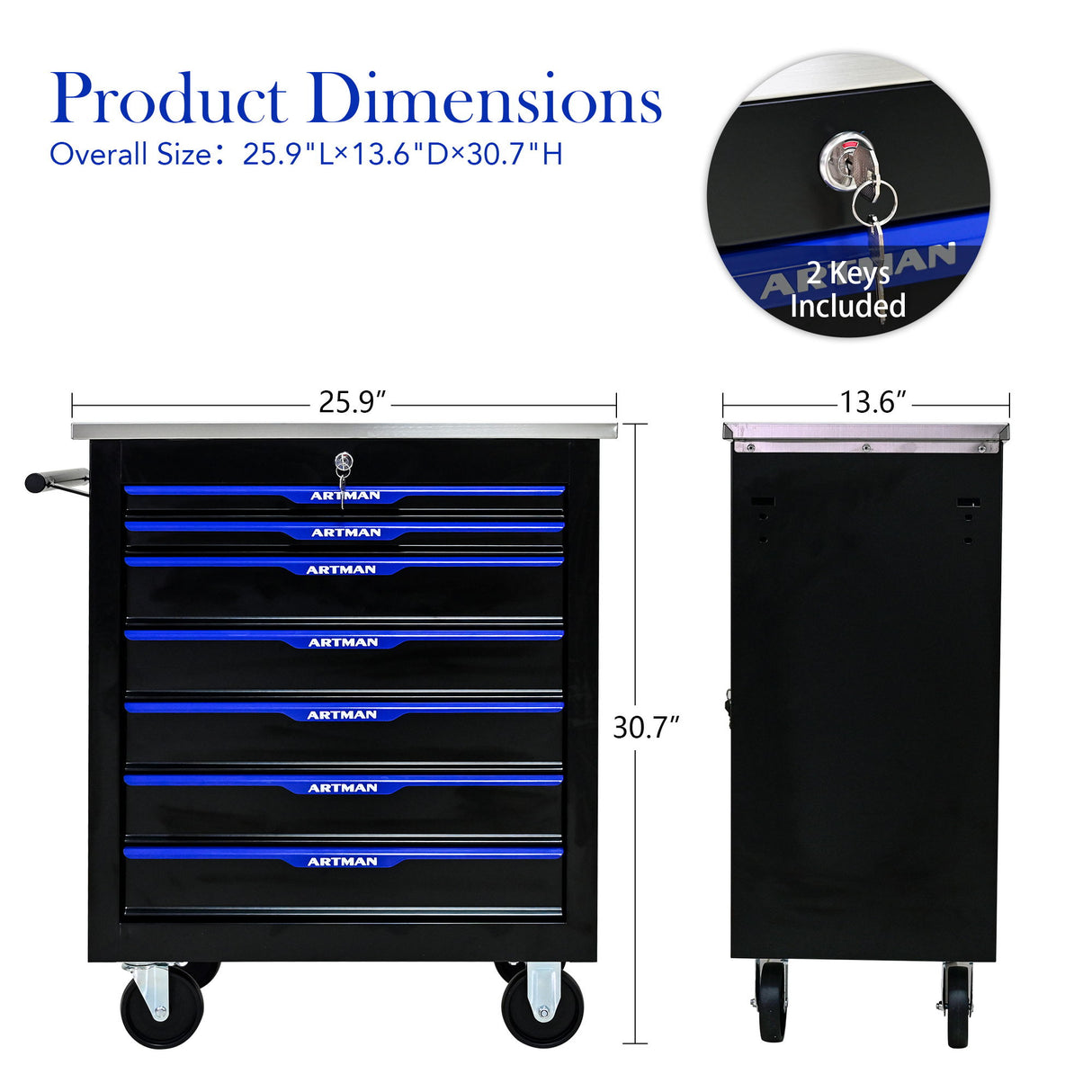 Drawer Multifunctional Tool Cart With Wheels
