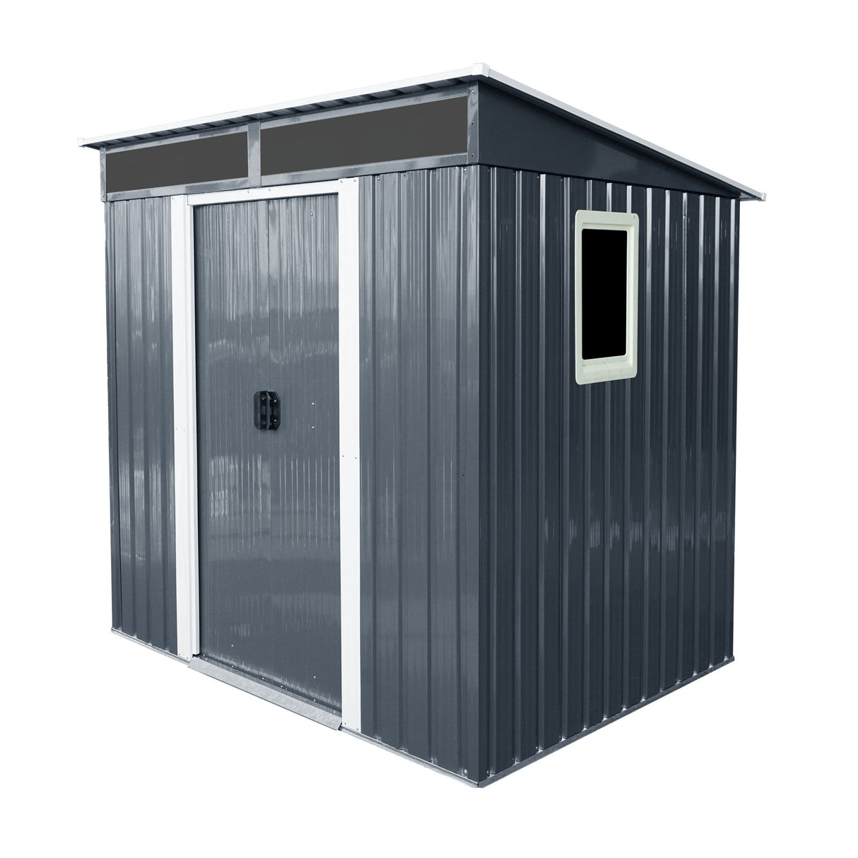 Outdoor Metal Storage Shed Garden Building with Window in Galvanized Steel