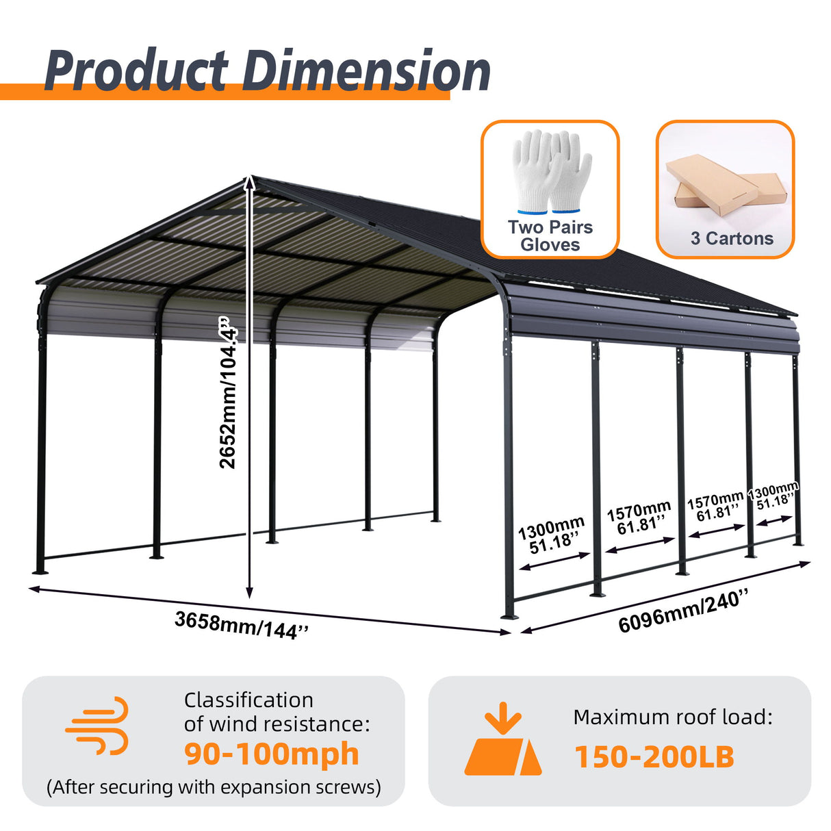 Heavy Duty Carport With Galvanized Roof And Enhanced Base - Anthracite
