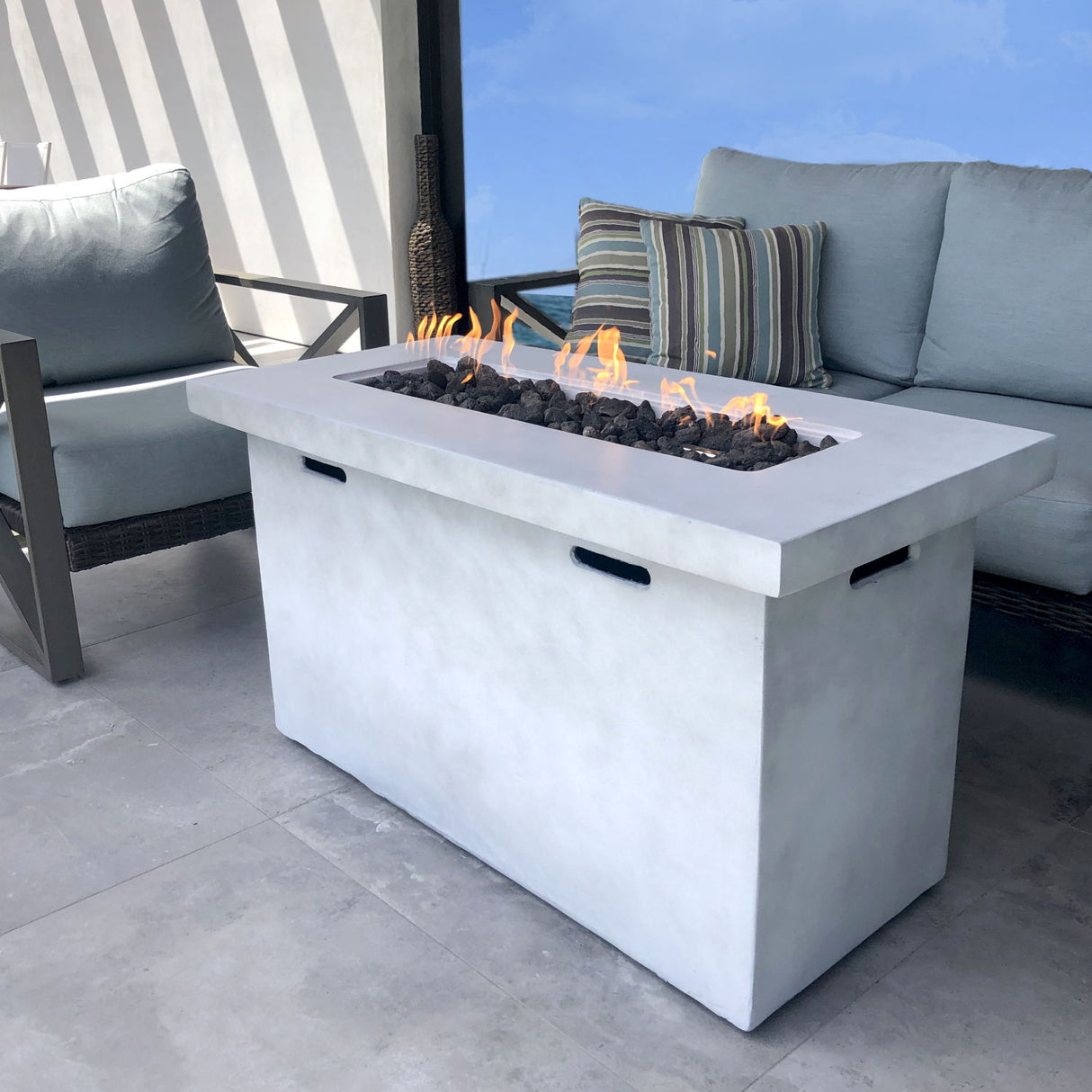 Propane Fire Pit Table Outdoor Patio Heater Reinforced Cement 42x25in