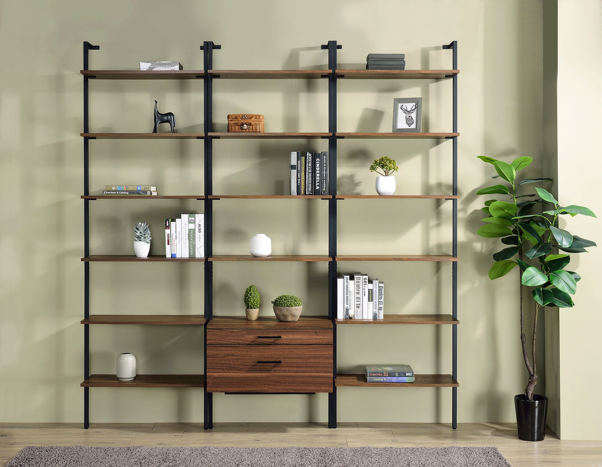 Owens 96" 6-Shelf Wall Bookshelf in Walnut