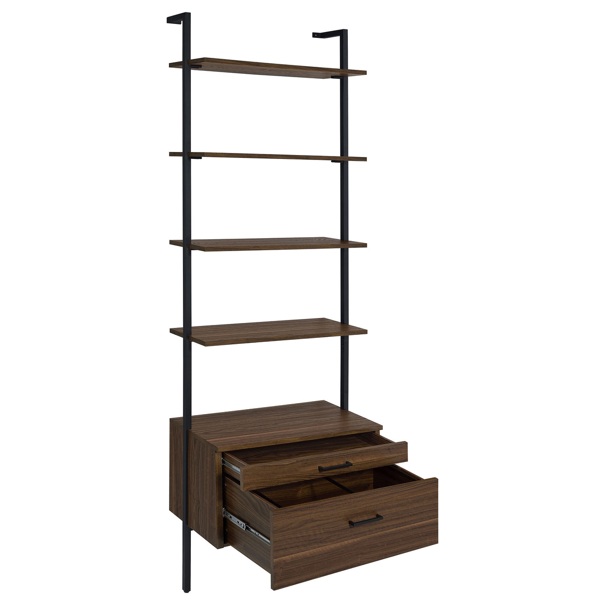 Owens 96" 4-Shelf Bookshelf with Drawers, Walnut