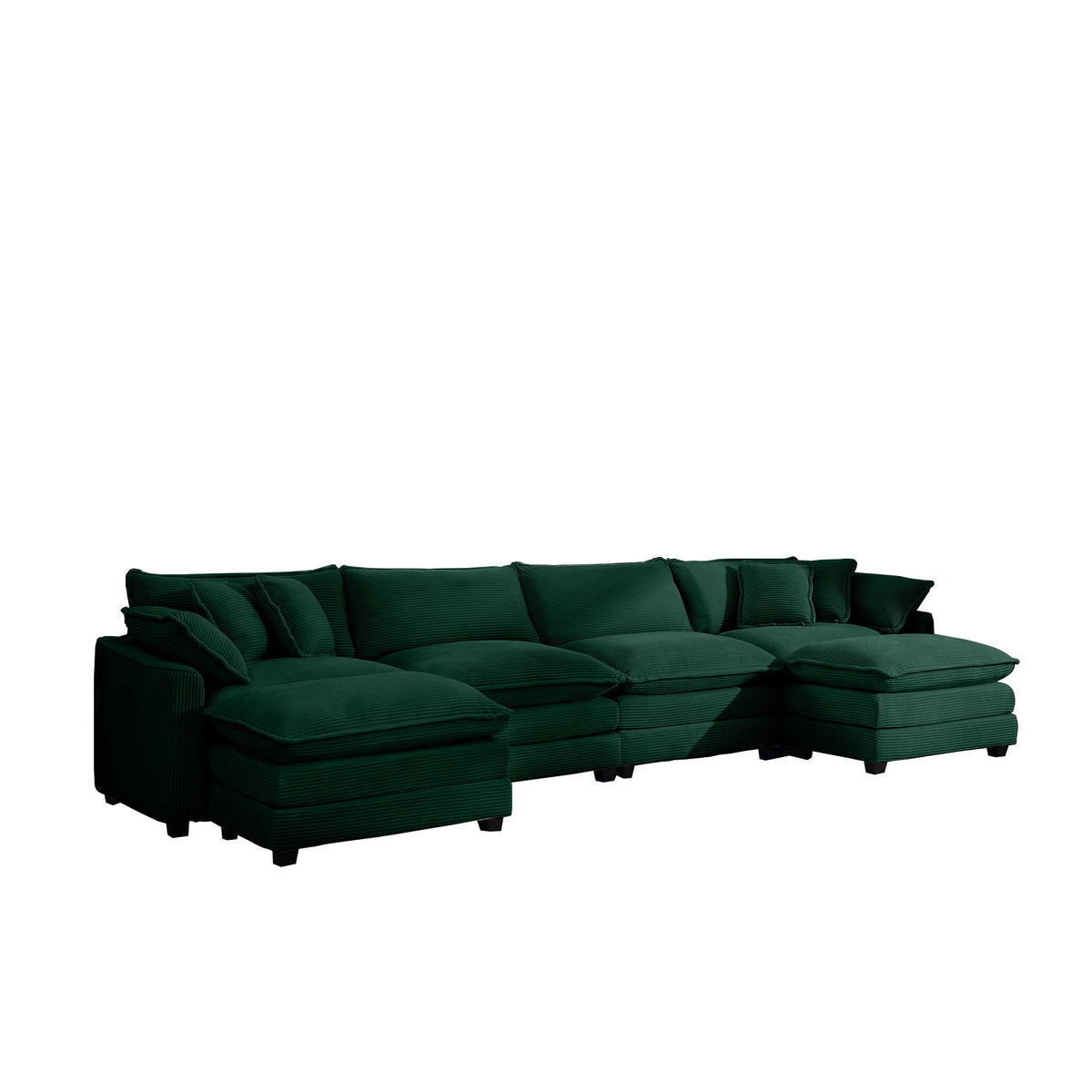 Modern Modular Cushion Sofa With Ottoman, Low Back, Deep Seating Sofa Set