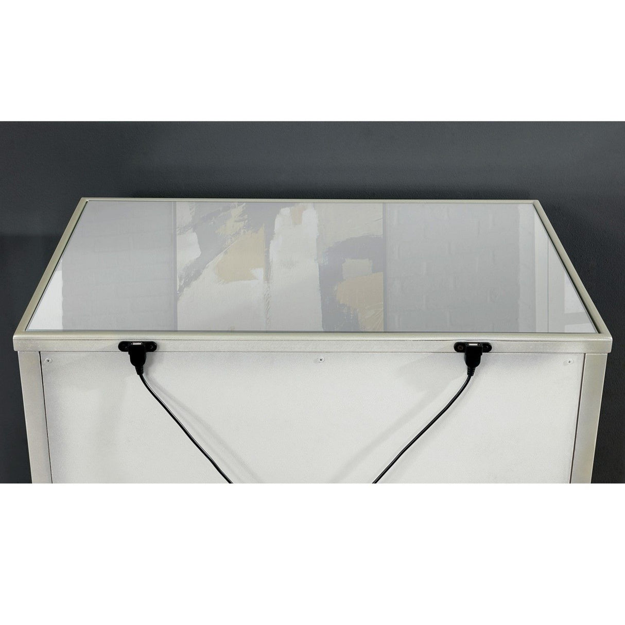 Nightstand With Mirror Panels - Silver
