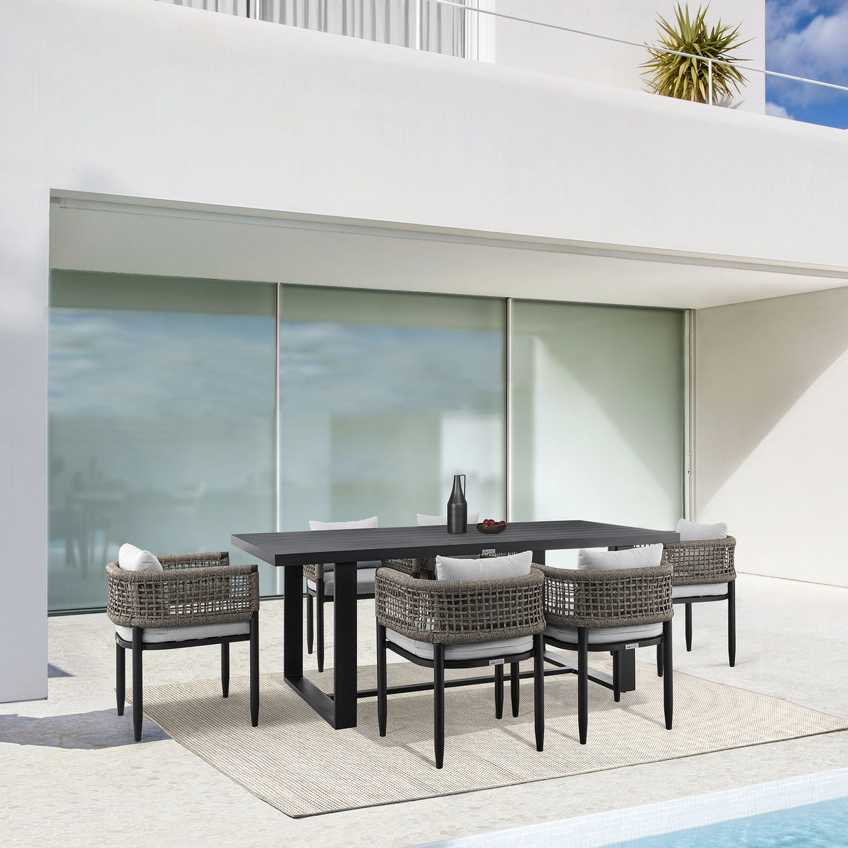 Felicia - Outdoor Patio Dining Table In Aluminum - Black