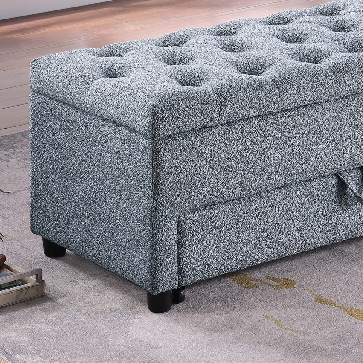 Storage Ottoman With Tufted Seat And Underseat Drawer