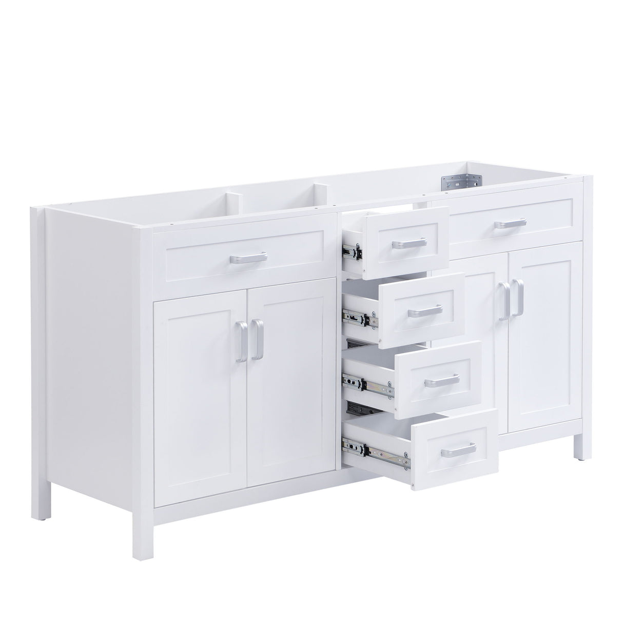 Bathroom Vanity Cabinet Only, Soft Close Doors & Drawers, 4 Drawers & 2 Double Door Cabinets - White
