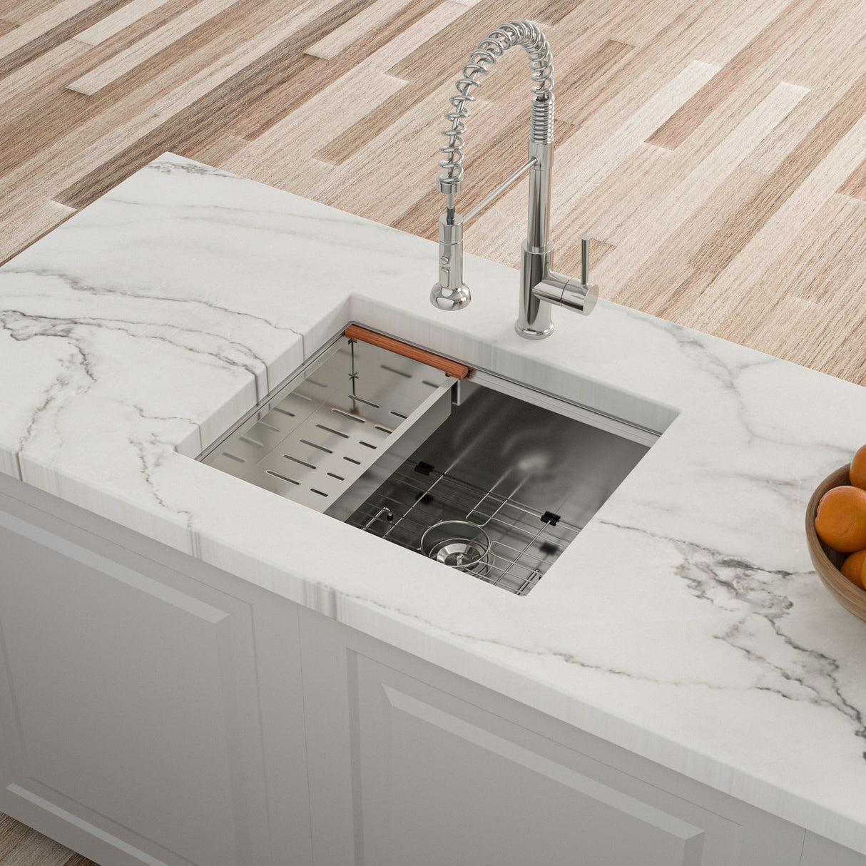 Single Bowl, Undermount Workstation, Kitchen Sink With Accessories