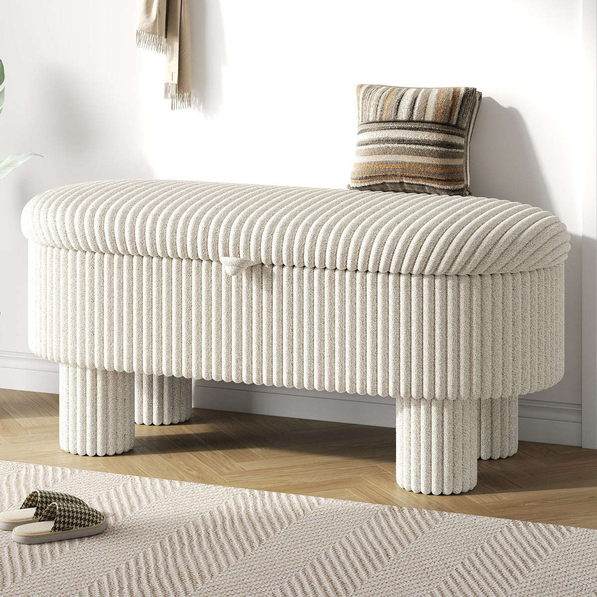 Storage Ottoman Upholstered Bench With Lift Top Storage For Bedroom