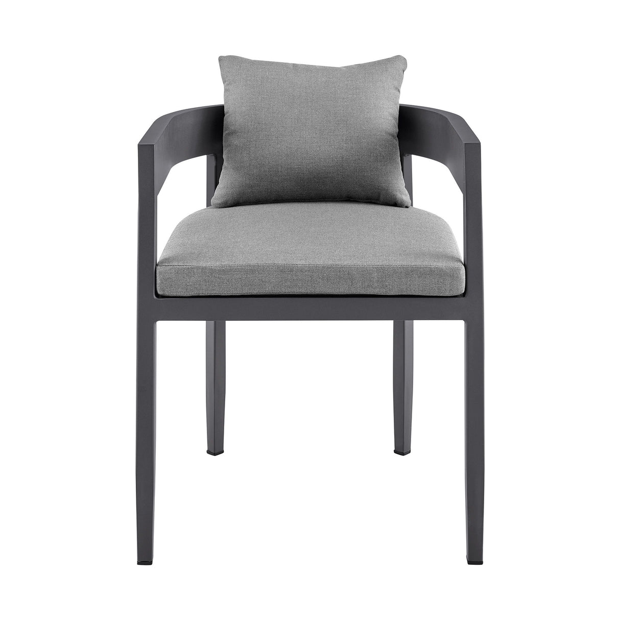 Menorca - Outdoor Patio Dining Chairs In Aluminum With Gray Cushions - (Set Of 2)