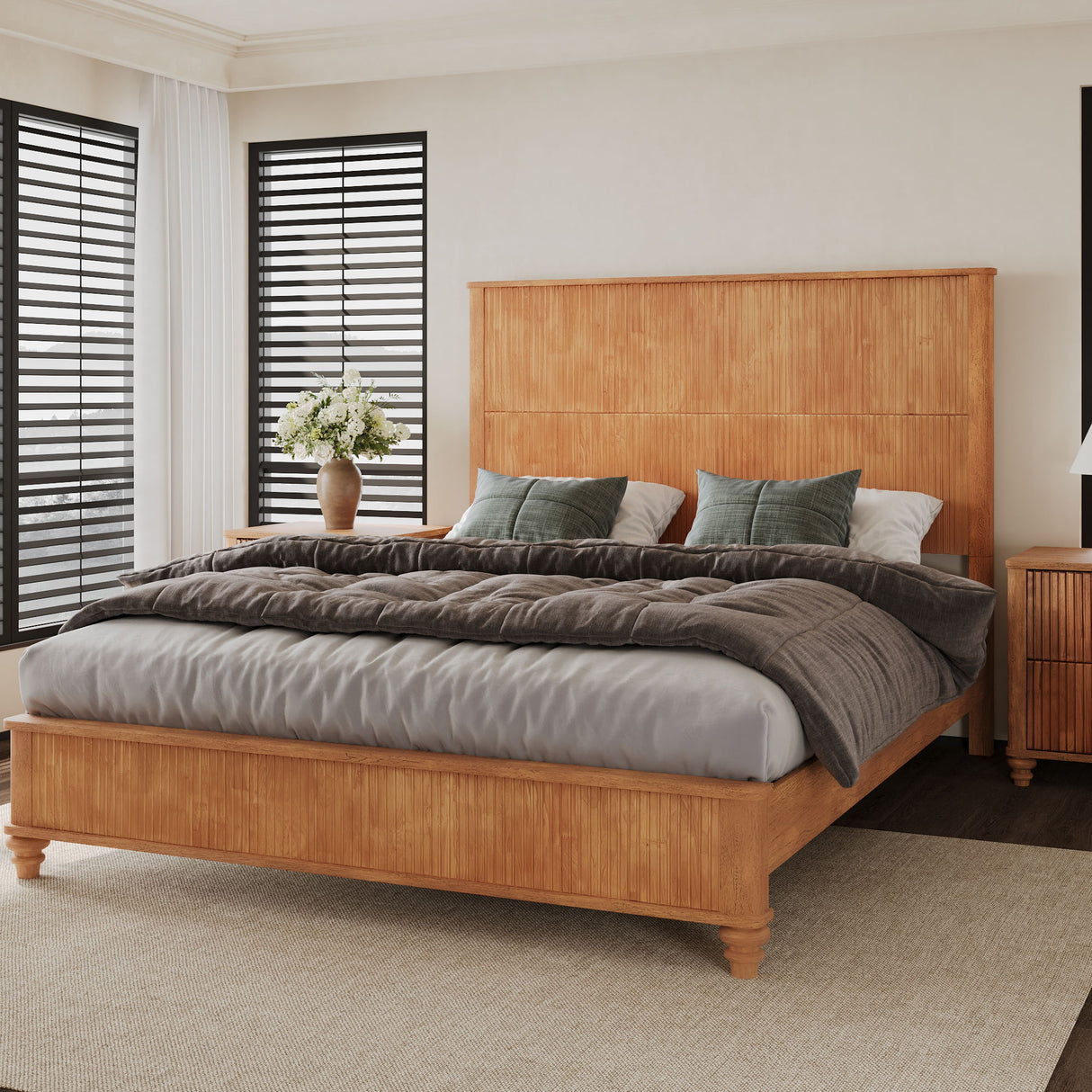 Platform Bed Frame With Tall Headboard