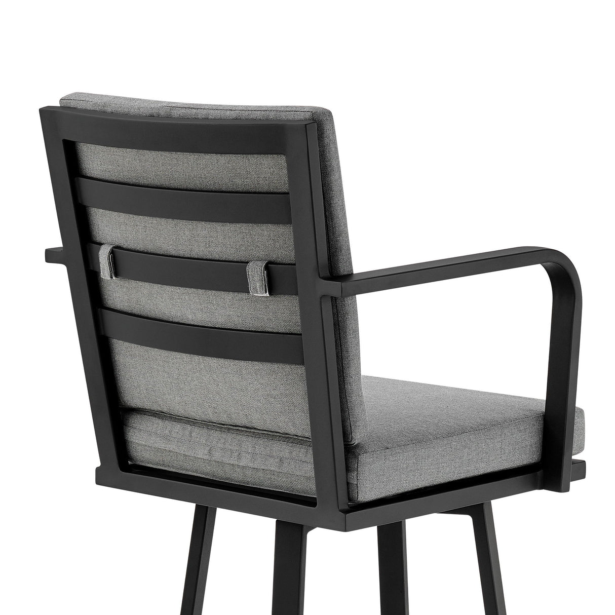 Arnauld - 30" Outdoor Patio Bar Stool With Cushions - Black / Gray