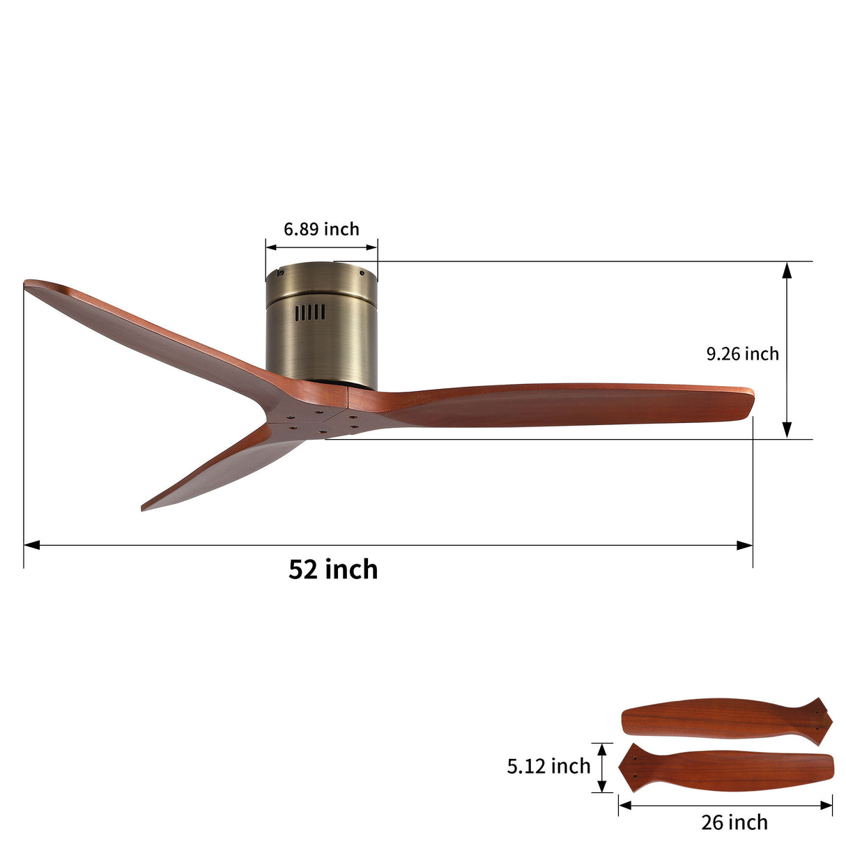 Low Profile Flush Mount Ceiling Fan Without Light
