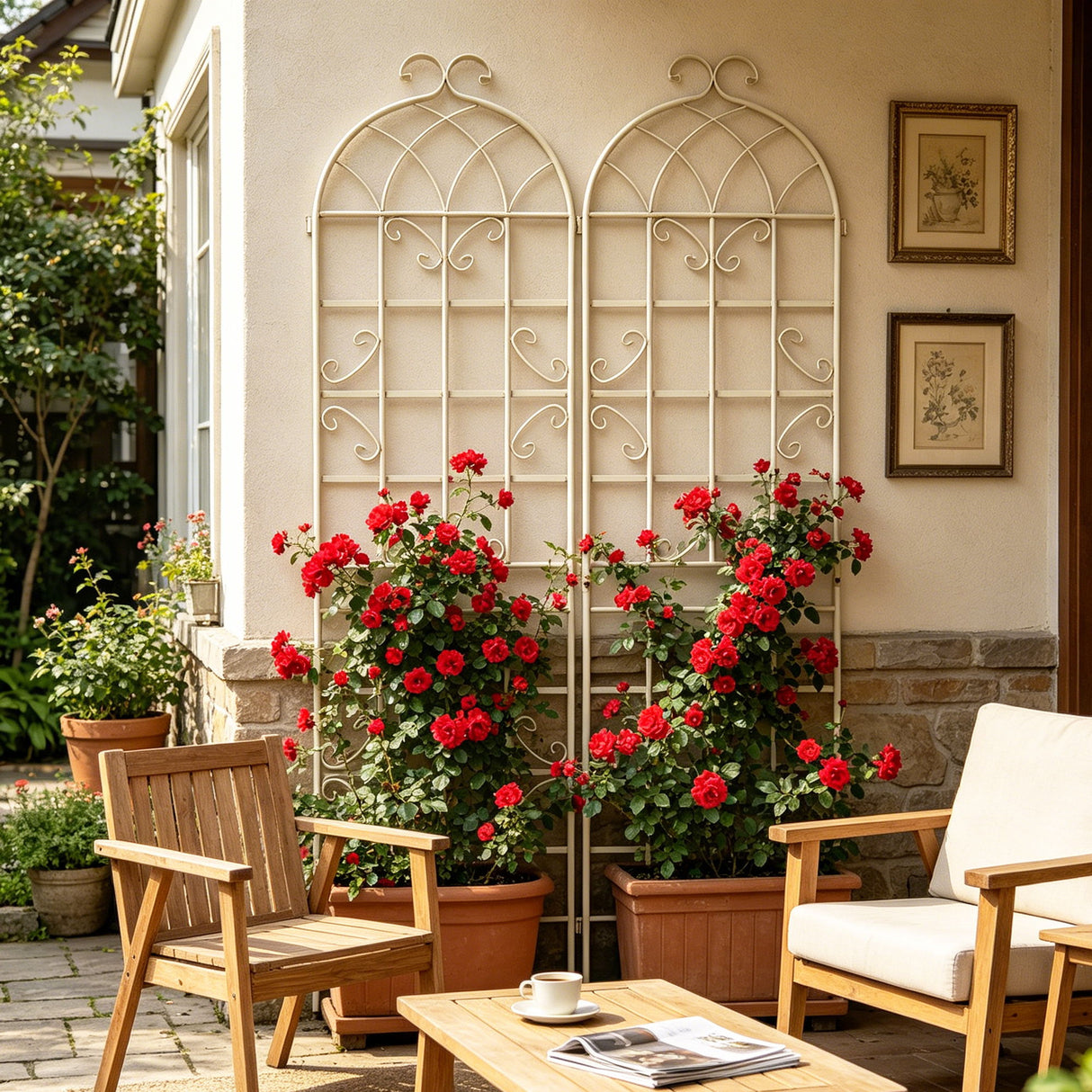 Metal Garden Rustproof Trellis For Climbing Plants Outdoor Flower Support