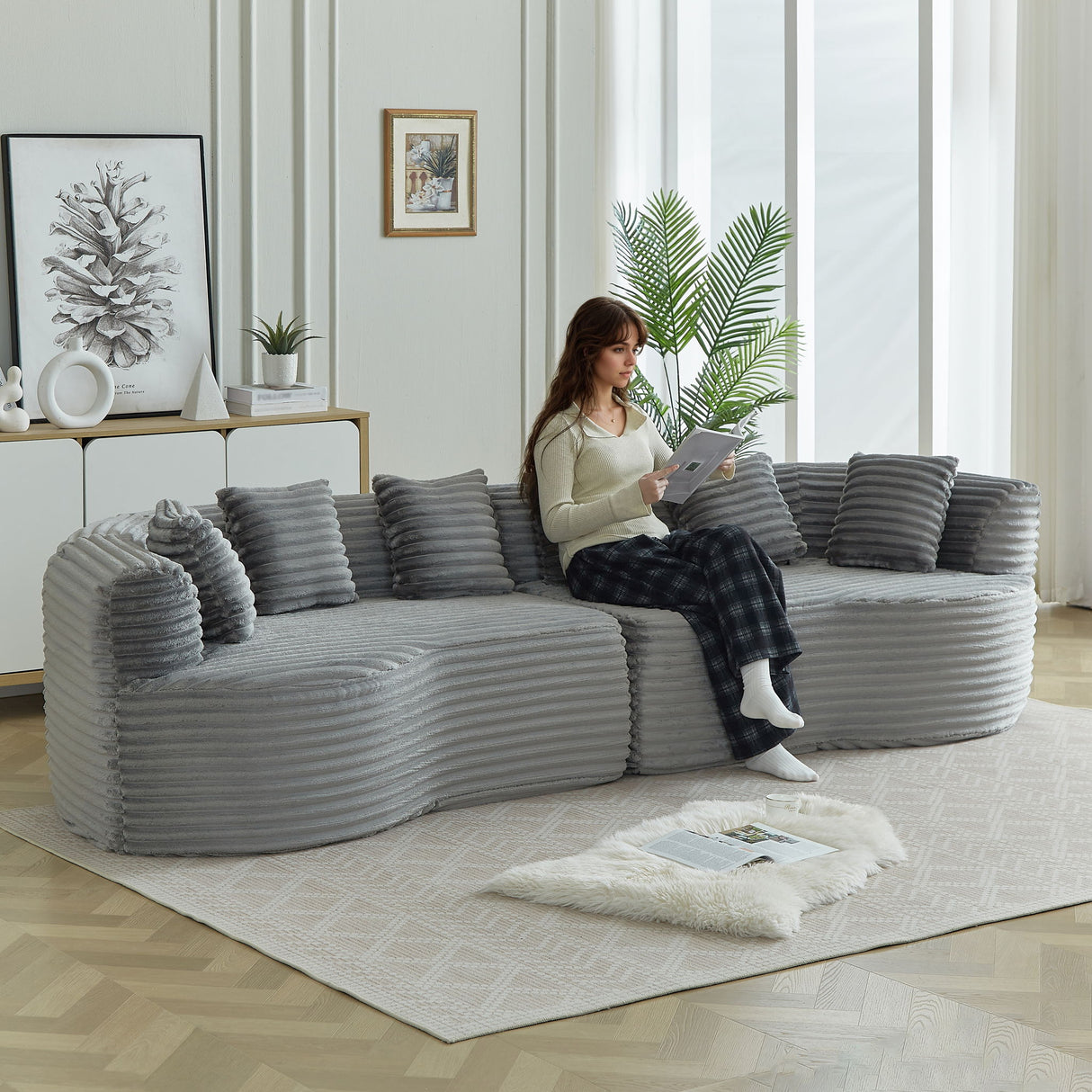 Sectional Sofa, Oversized 4 Seater With Deep Seat Design