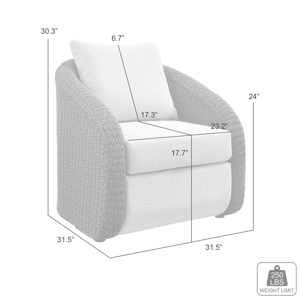 Pavilion - Rattan And Metal Outdoor Lounge Chair With Cushions - Boucle White / Natural
