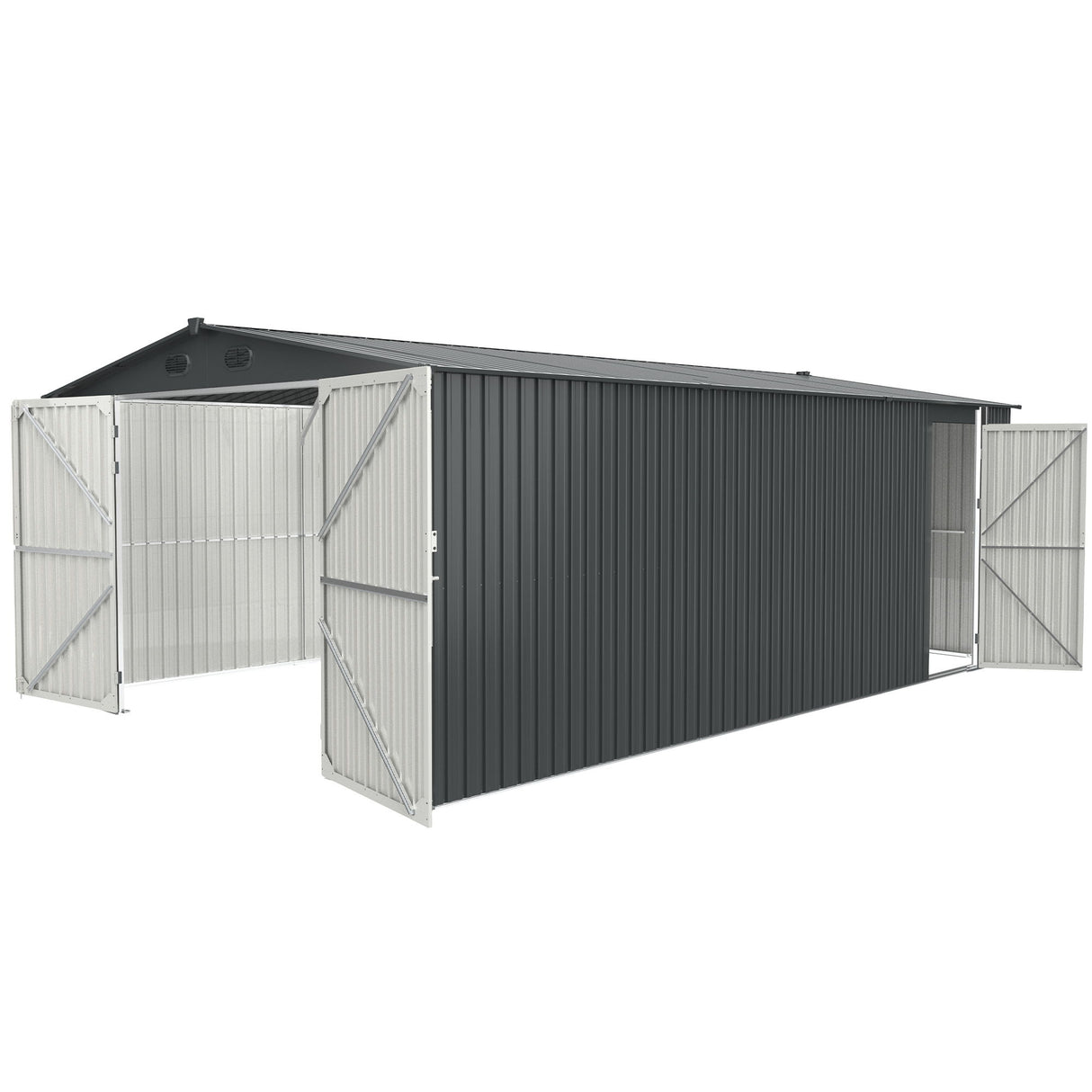 Outdoor Storage Shed Garden Building Metal Utility Tool House 239x91in Dark Gray