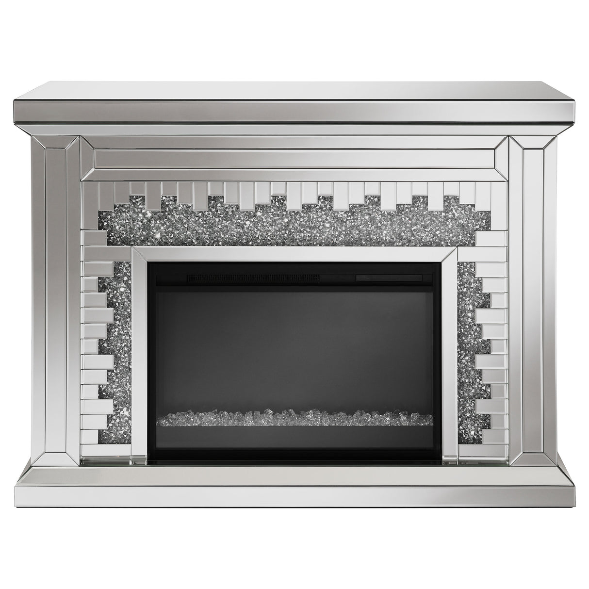Gilmore Mirrored Freestanding Electric Fireplace, Silver