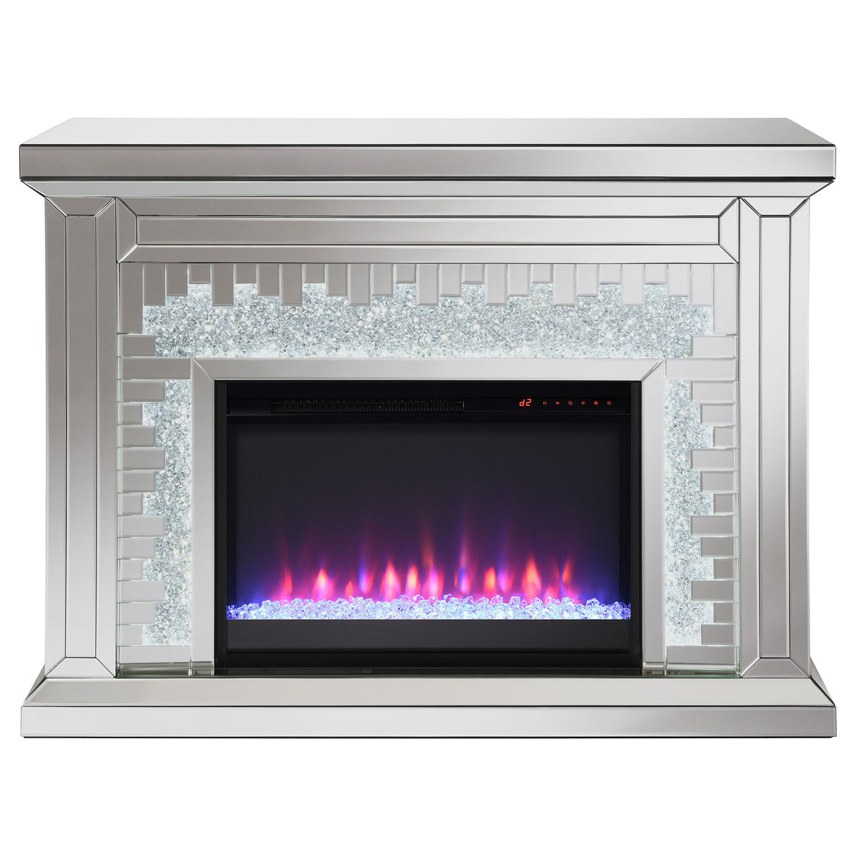 Gilmore Mirrored Freestanding Electric Fireplace, Silver