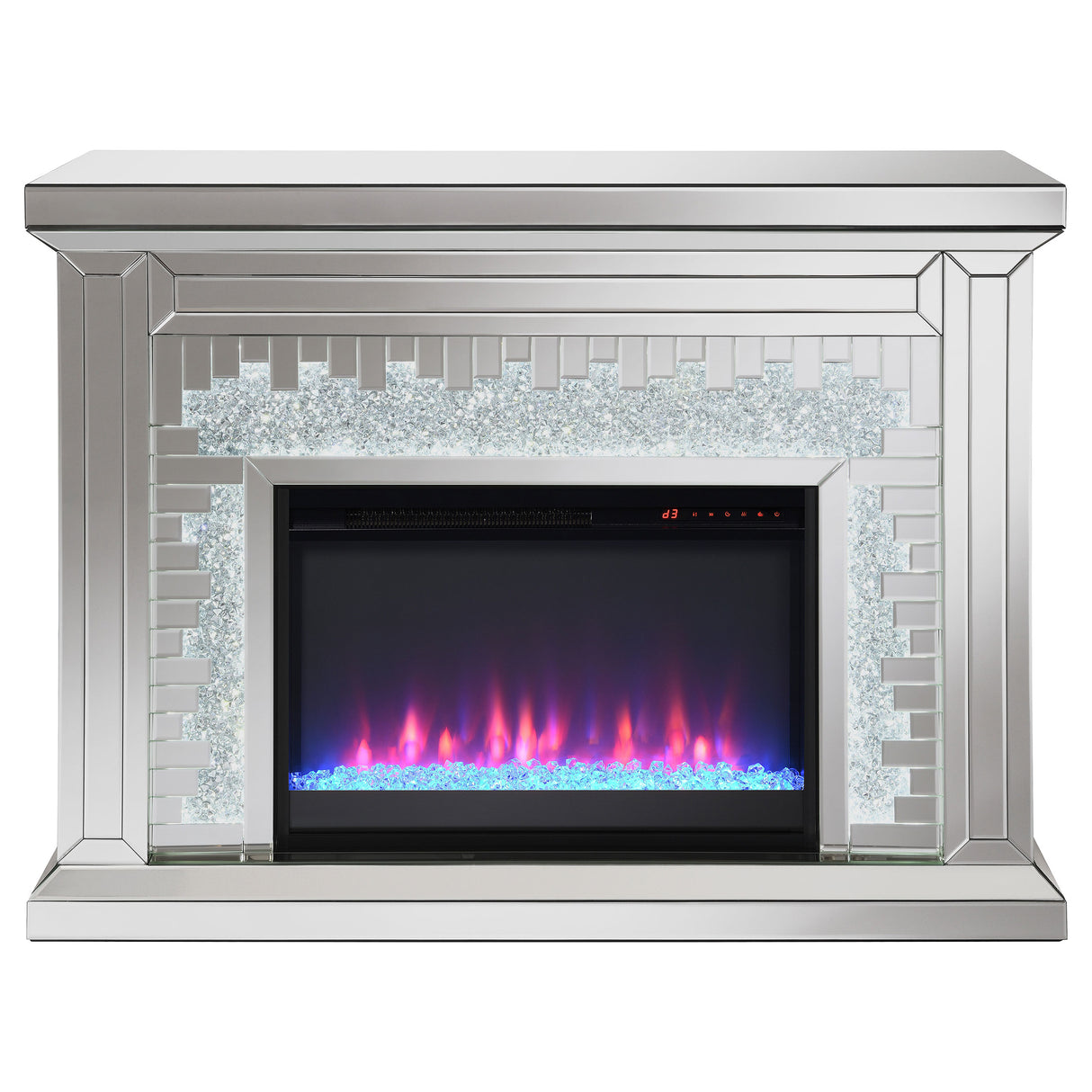 Gilmore Mirrored Freestanding Electric Fireplace, Silver