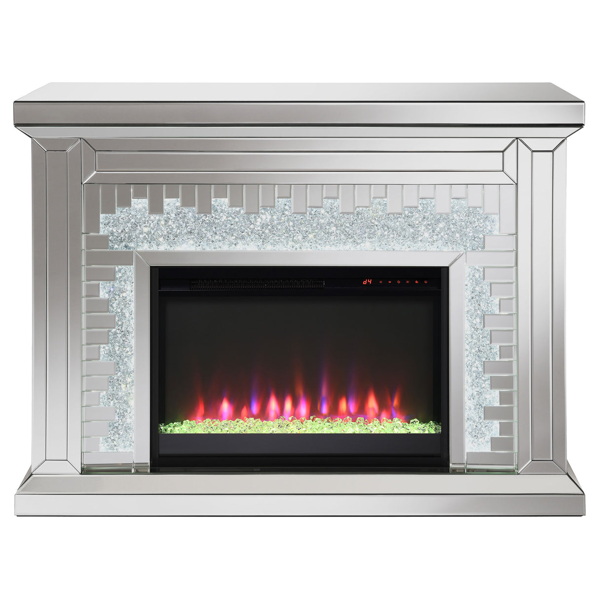 Gilmore Mirrored Freestanding Electric Fireplace, Silver