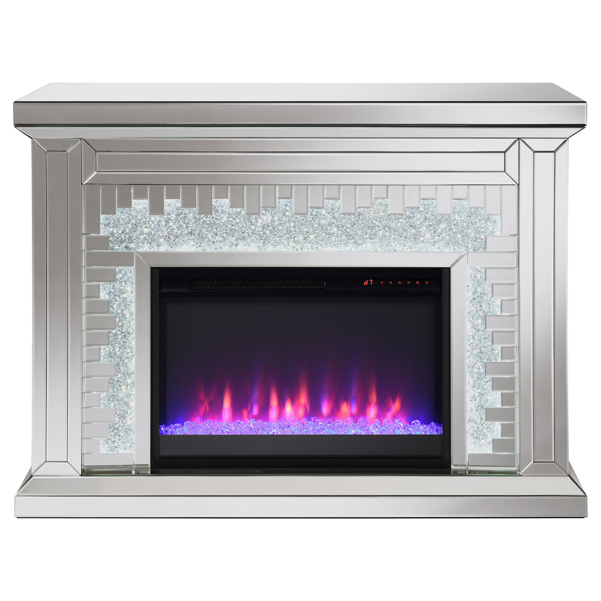 Gilmore Mirrored Freestanding Electric Fireplace, Silver