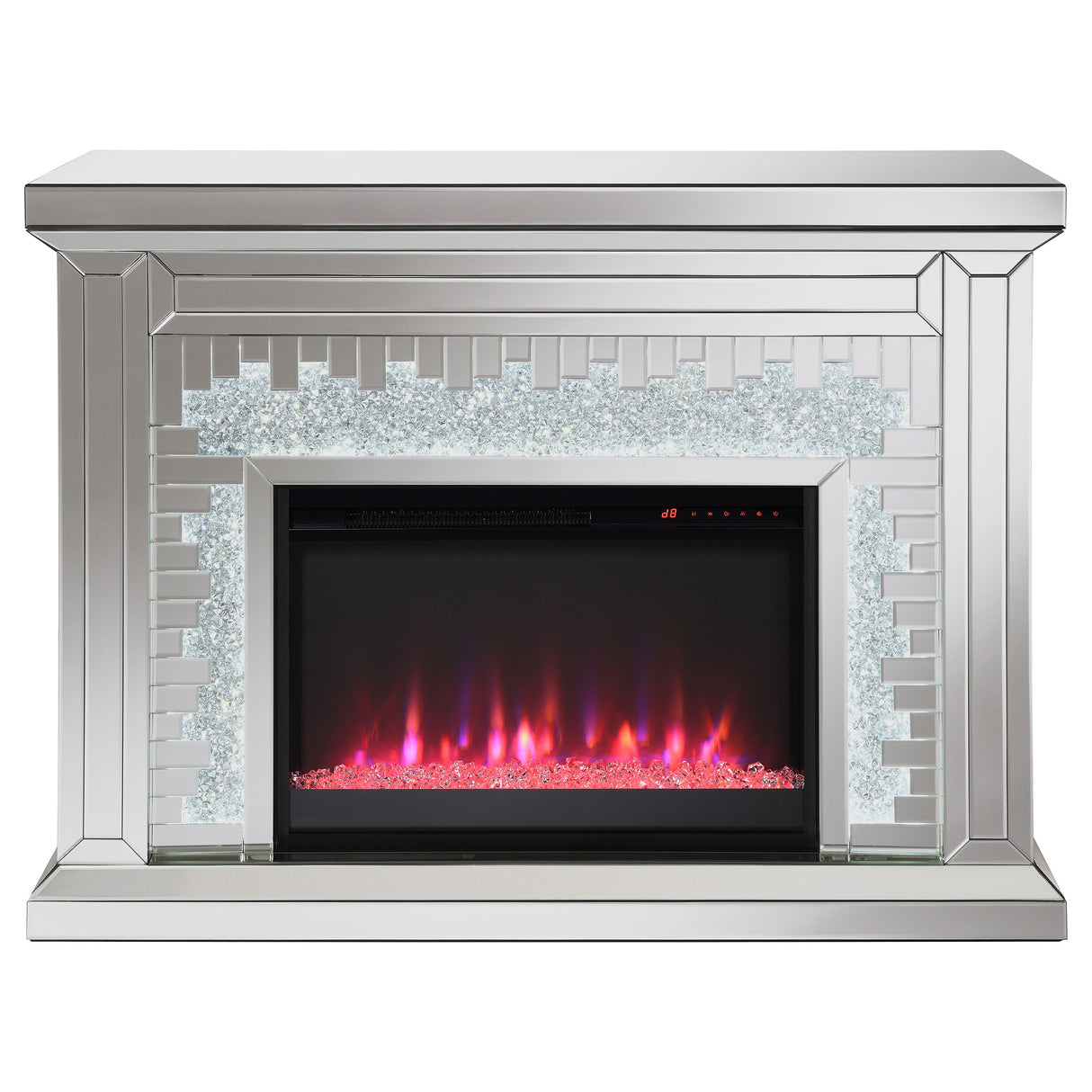 Gilmore Mirrored Freestanding Electric Fireplace, Silver