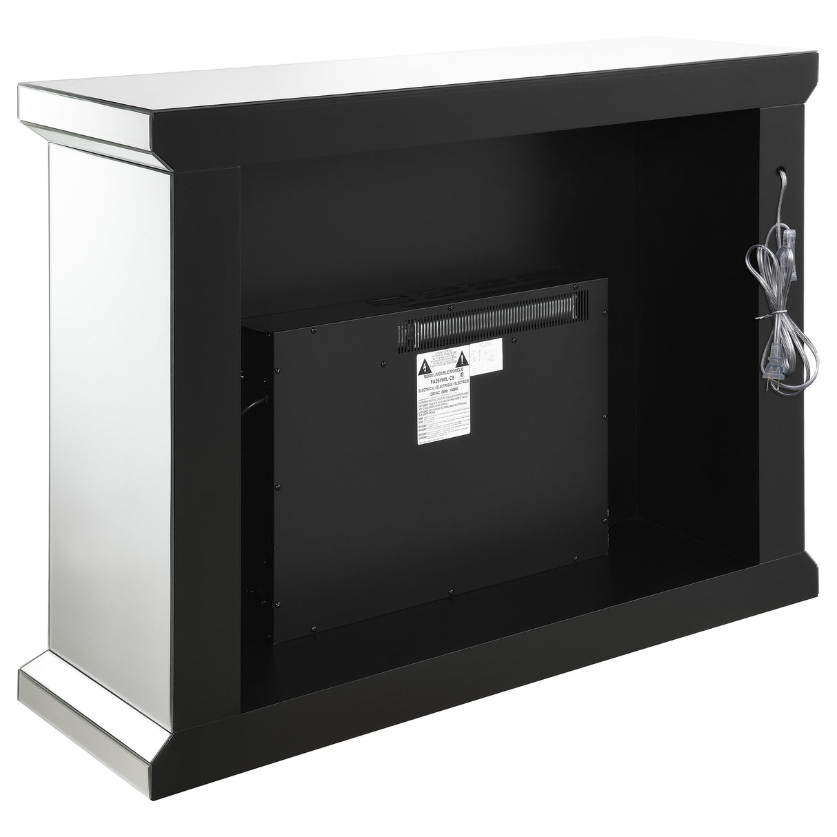 Gilmore Mirrored Freestanding Electric Fireplace, Silver