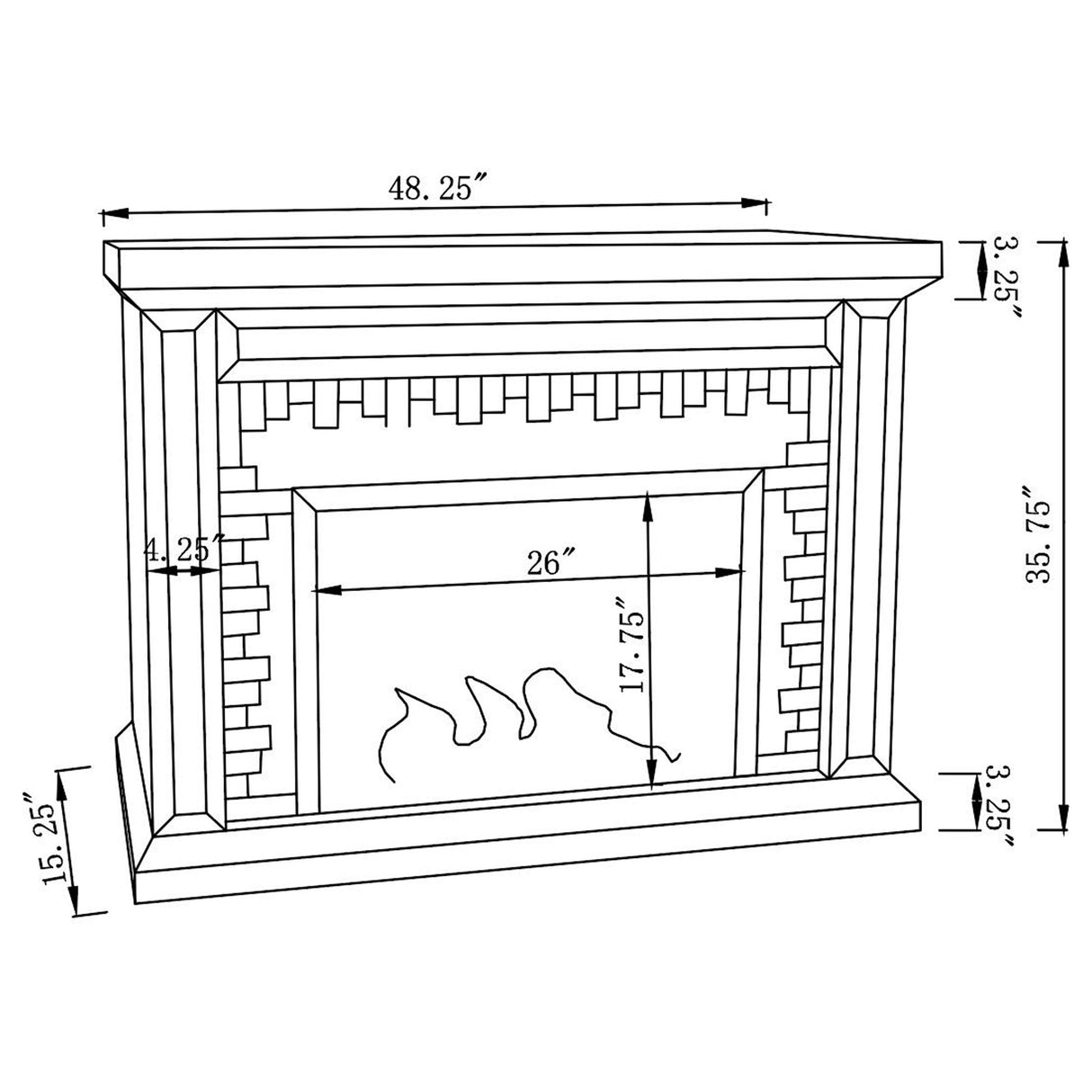 Gilmore Mirrored Freestanding Electric Fireplace, Silver