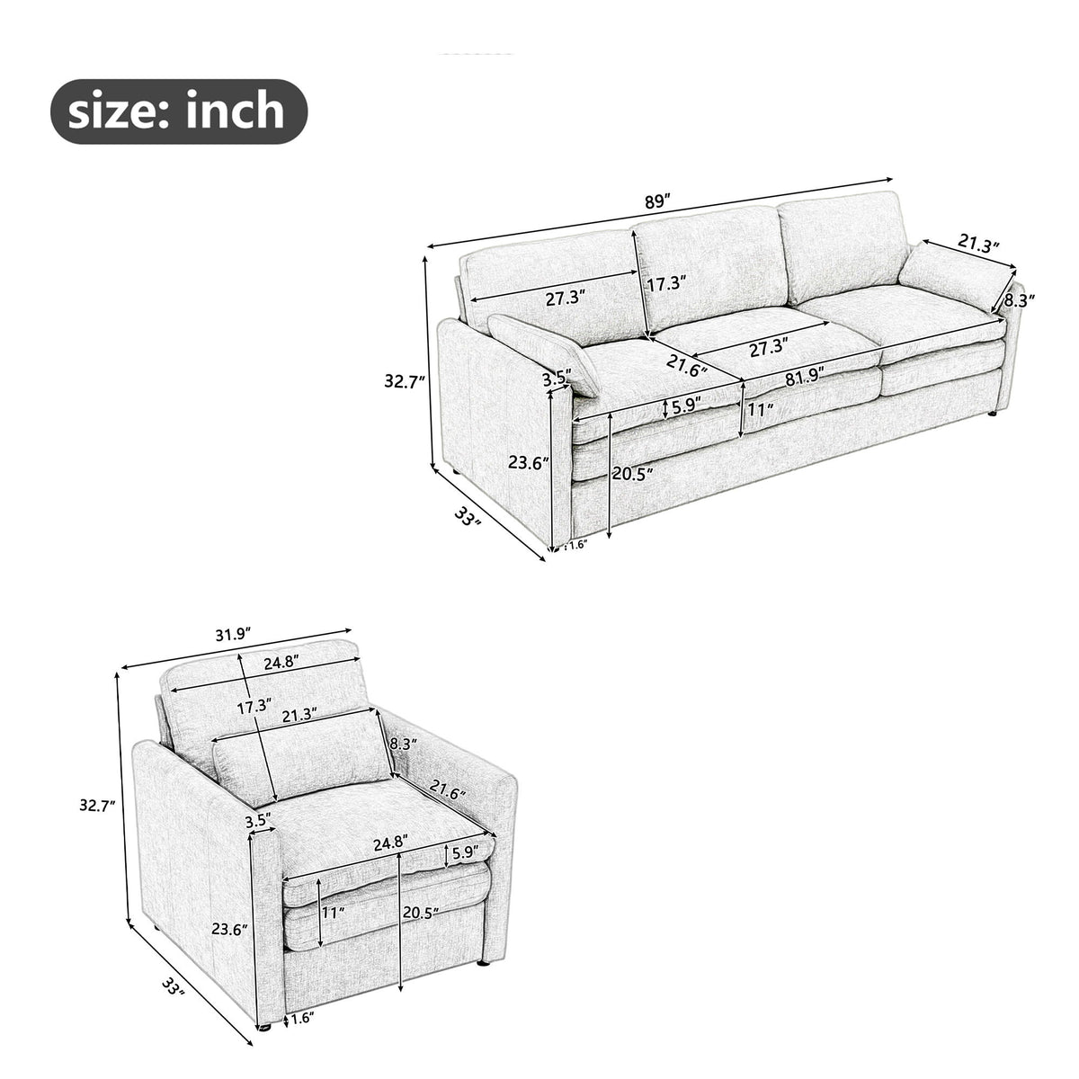 Cloud Sofa Set Couch For Living Room