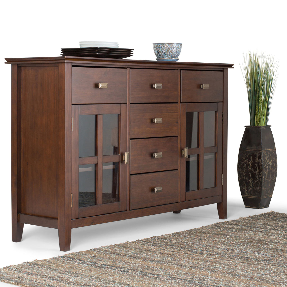 Sideboard Buffet Dining Room Cabinet Solid Wood Storage 54x36in