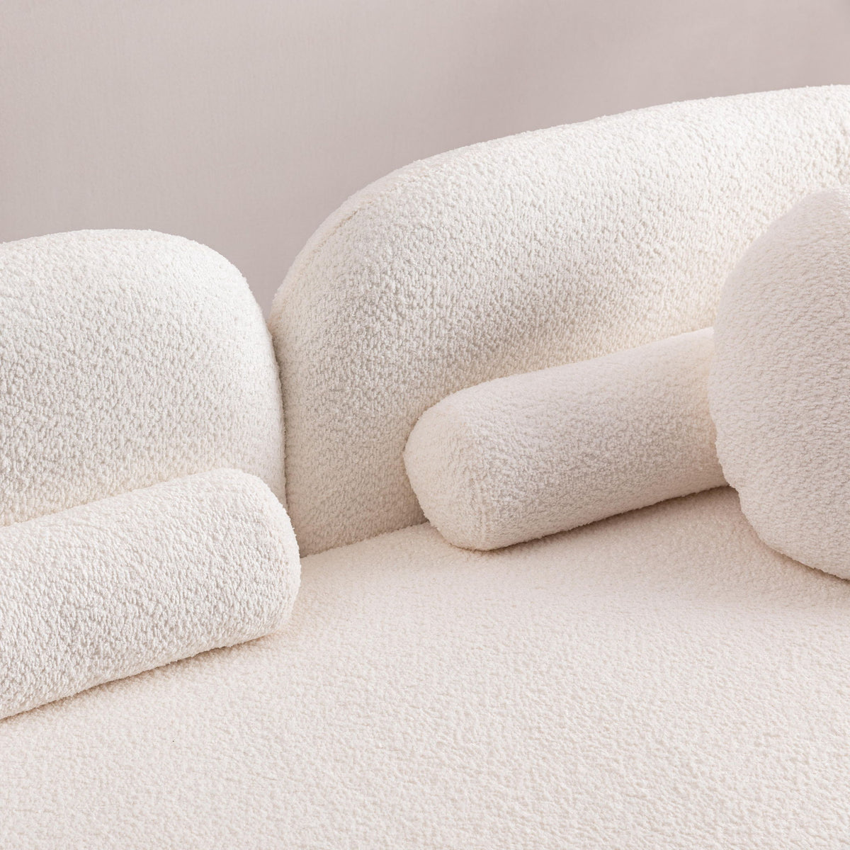 3 Seater Sofa Couch With Throw Pillows For Living Room - White