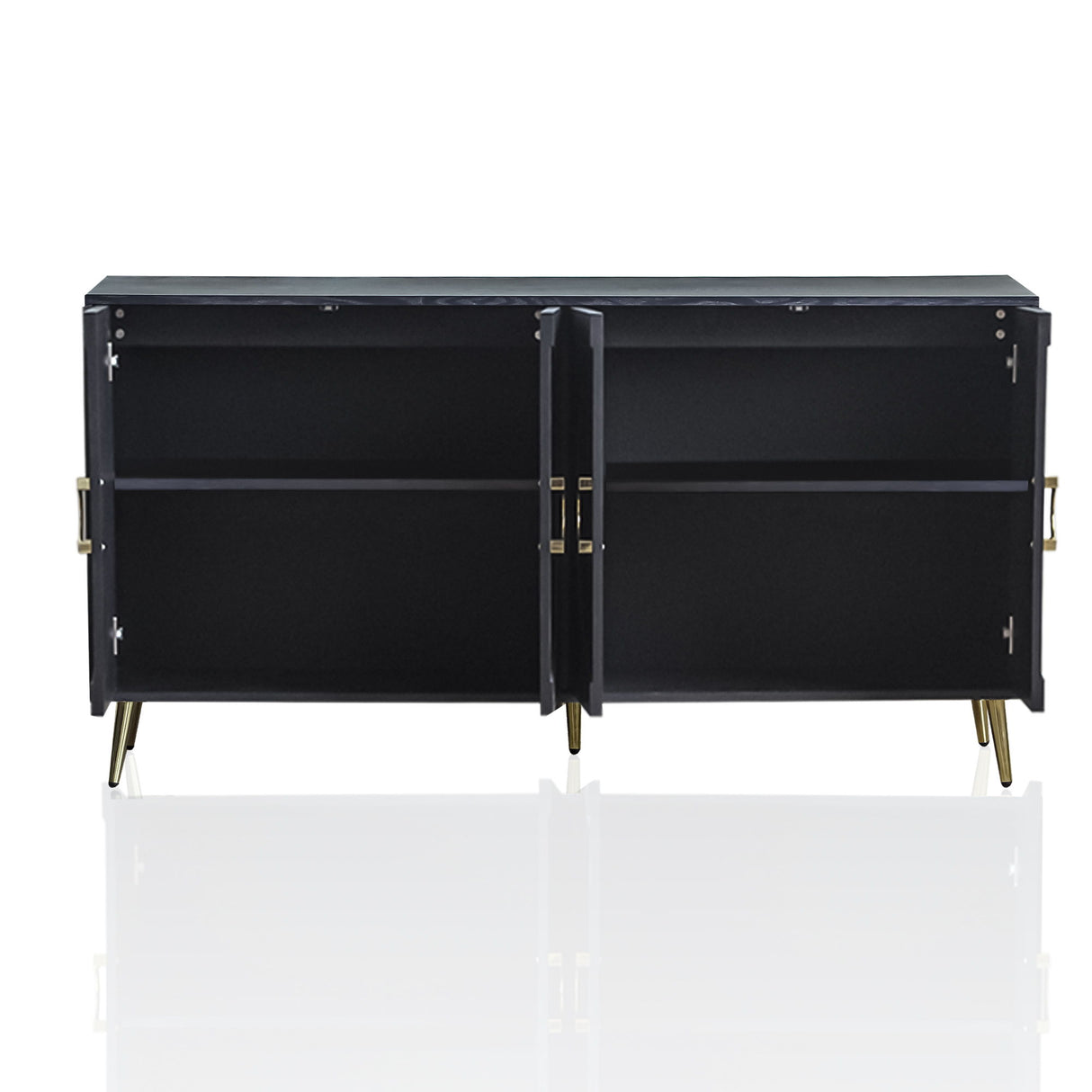 Modern Sideboard Buffet Server Cabinet Lacquered Wood Storage 60x31in
