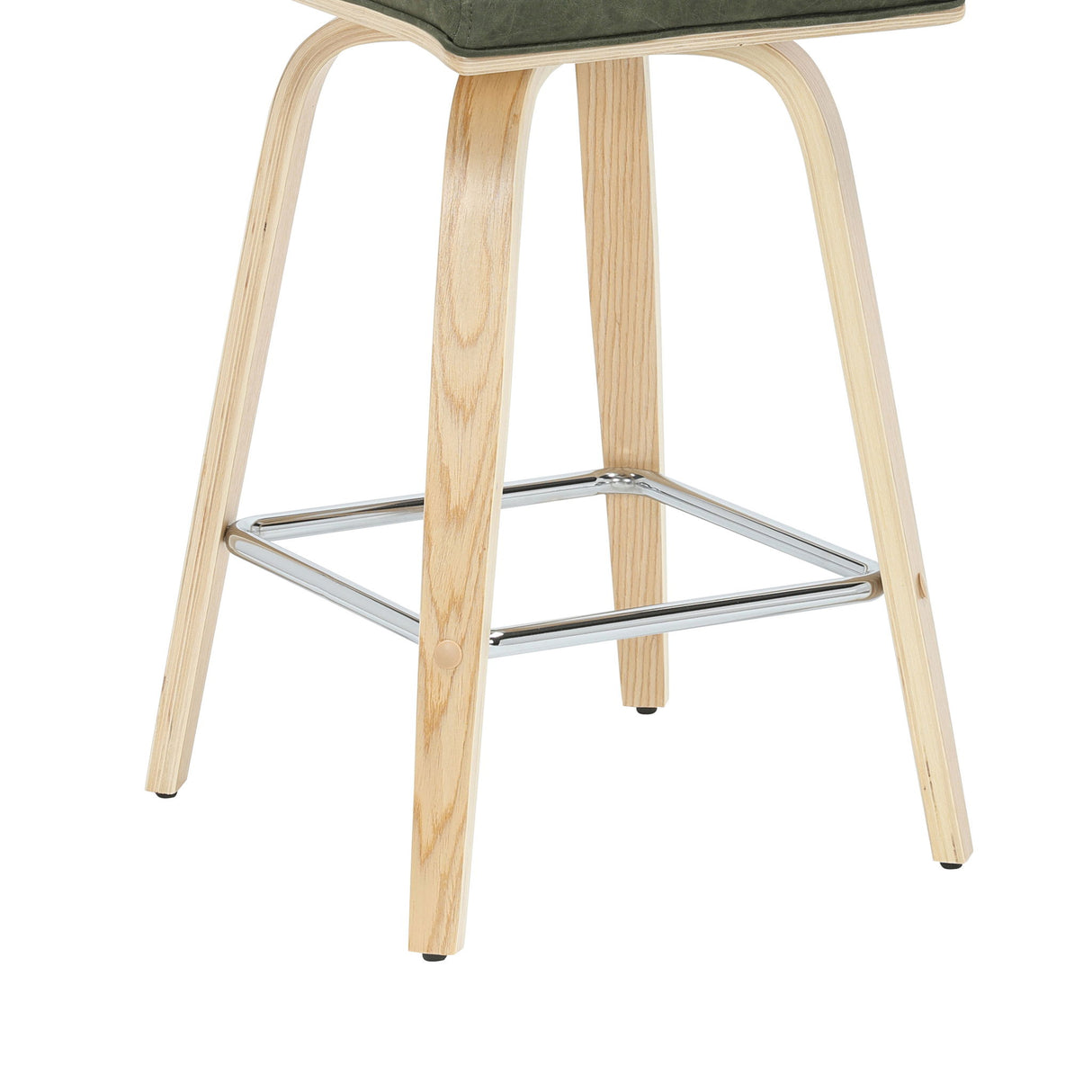 Vienna - 35.5" Swivel Counter Height Square Back Wood Bar Stool With Faux Leather Seat