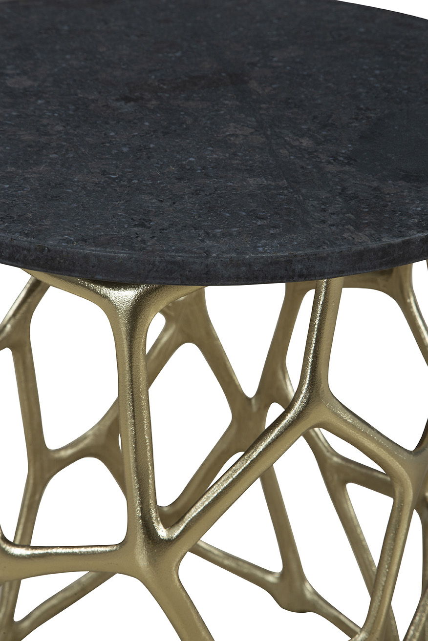 Ariel - Short End Table - Black / Gold