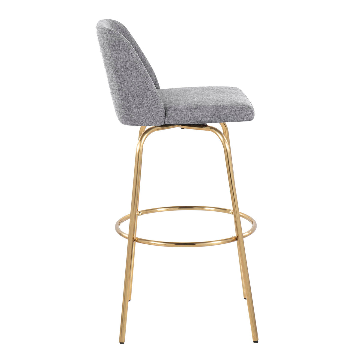 Toriano - Contemporary Fixed Height Barstool With Swivel And Round Footrest (Set of 2) - Gray