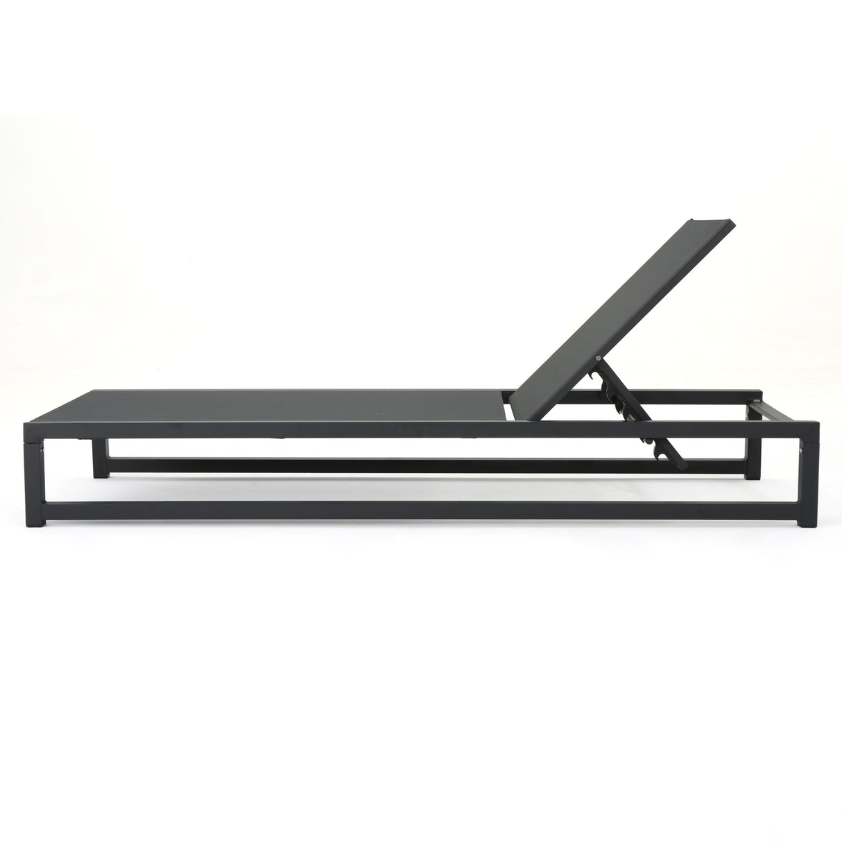 Chaise Lounge (Set of 2), Outdoor Patio Lounge Chairs With 5 Reclining Positions - Black / Gray