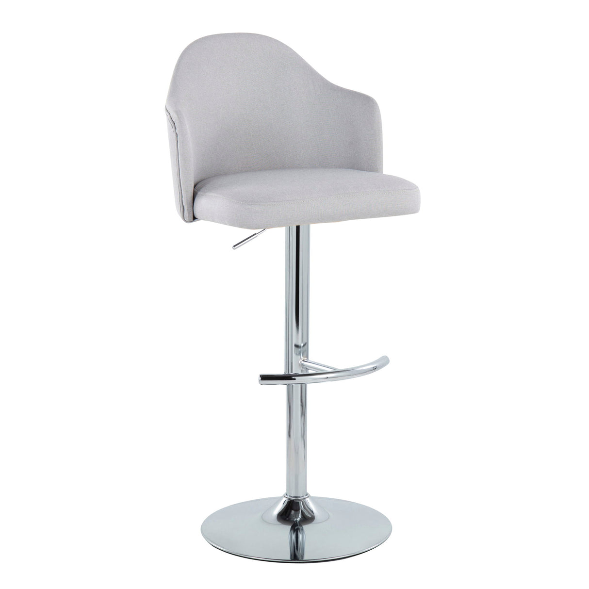 Ahoy - Contemporary Adjustable Barstool With Swivel With Rounded T Footrest (Set of 2) - Gray