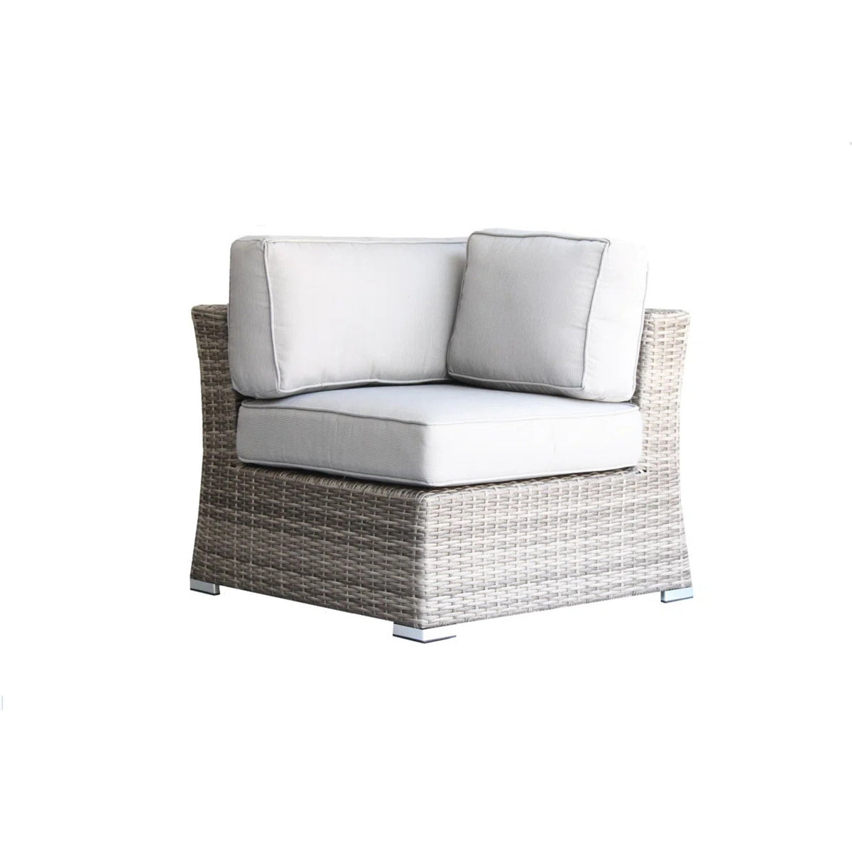 Wicker Outdoor Seating Set With Curved Arms, Plush Cushions, 4 Person - Gray Mix