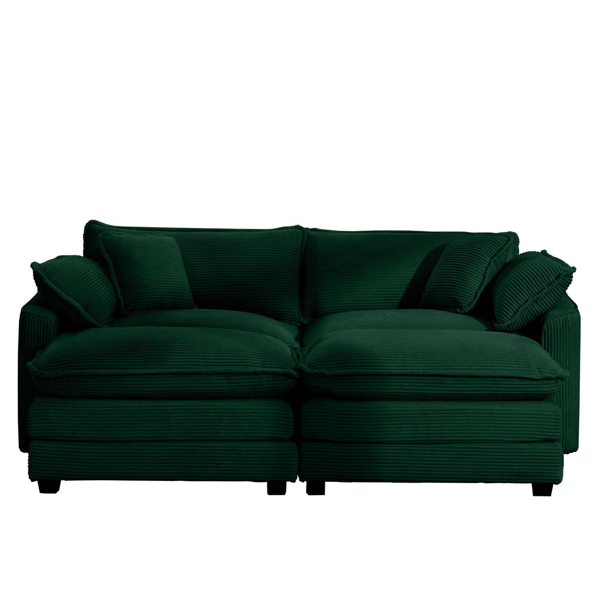 Modern Modular Cushion Sofa With Ottoman, Low Back, Deep Seating Sofa Set