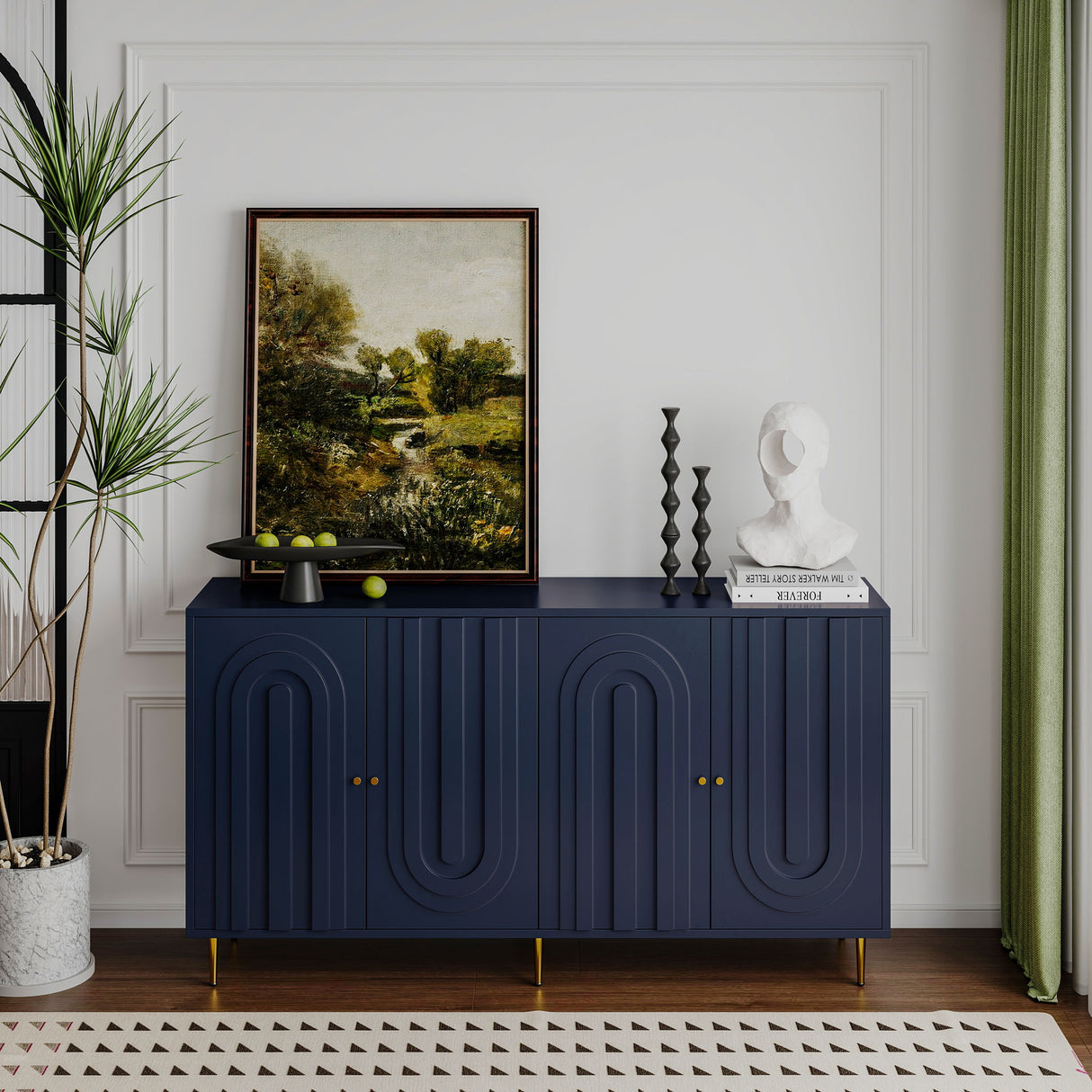 Modern 4 Door Sideboard Buffet Server Cabinet 60in x 33in