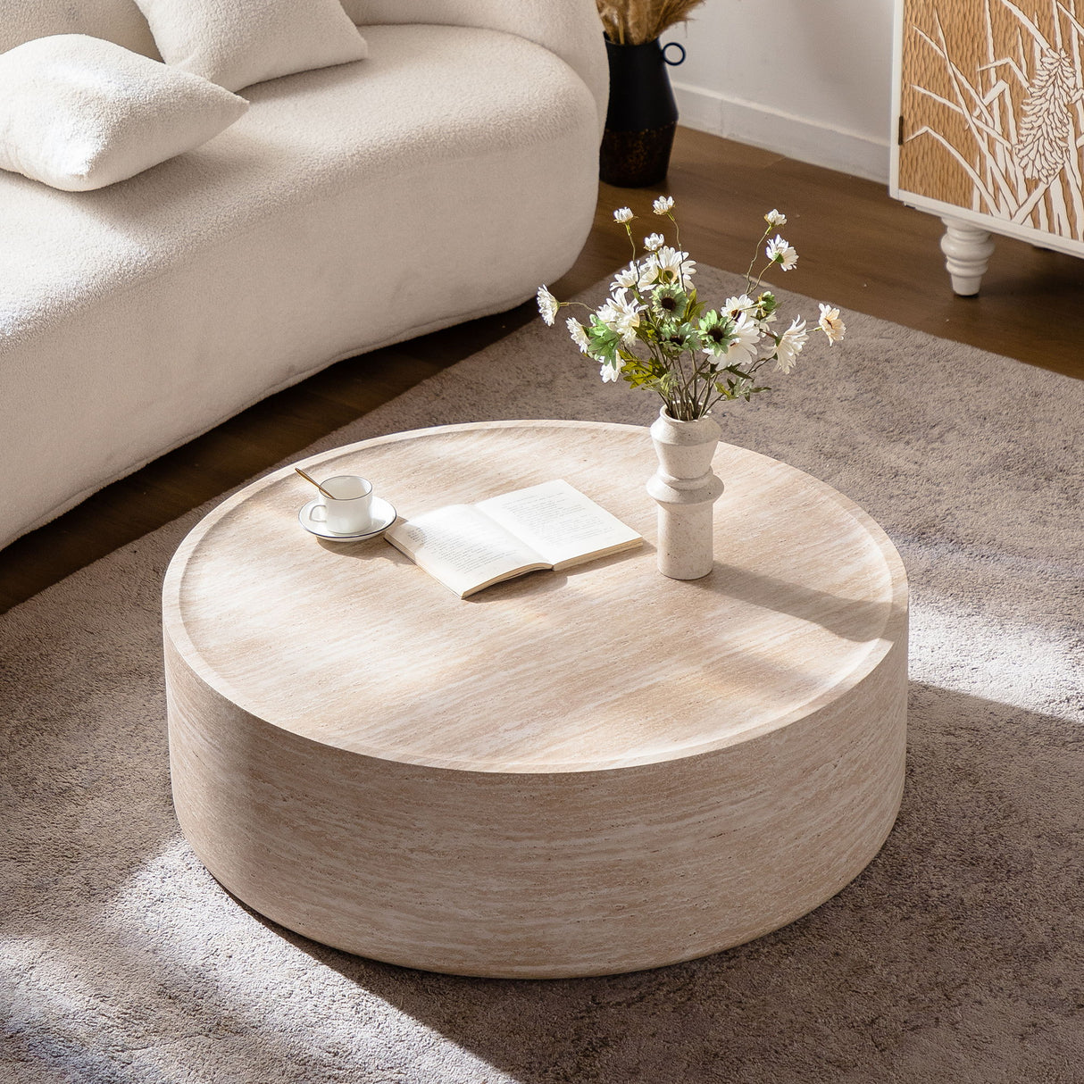 Modern Round Table With Mars Pattern For Living Room
