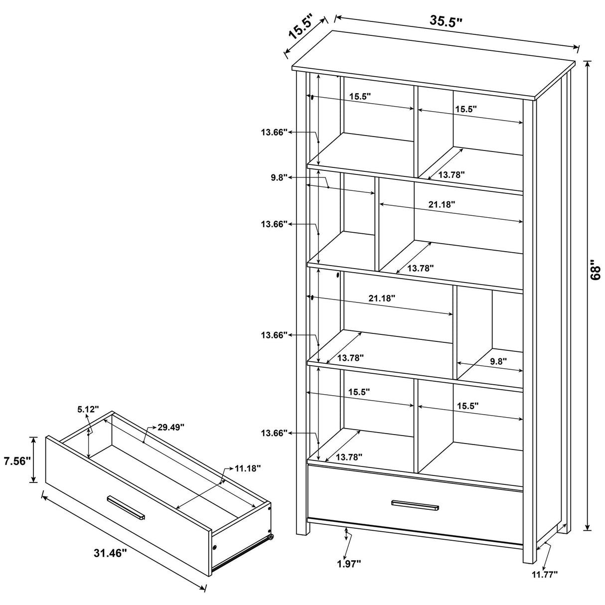 Dylan - 4 Shelf Storage Bookshelf