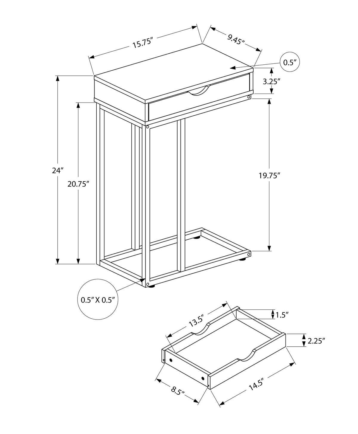 Accent Table, C - Shaped