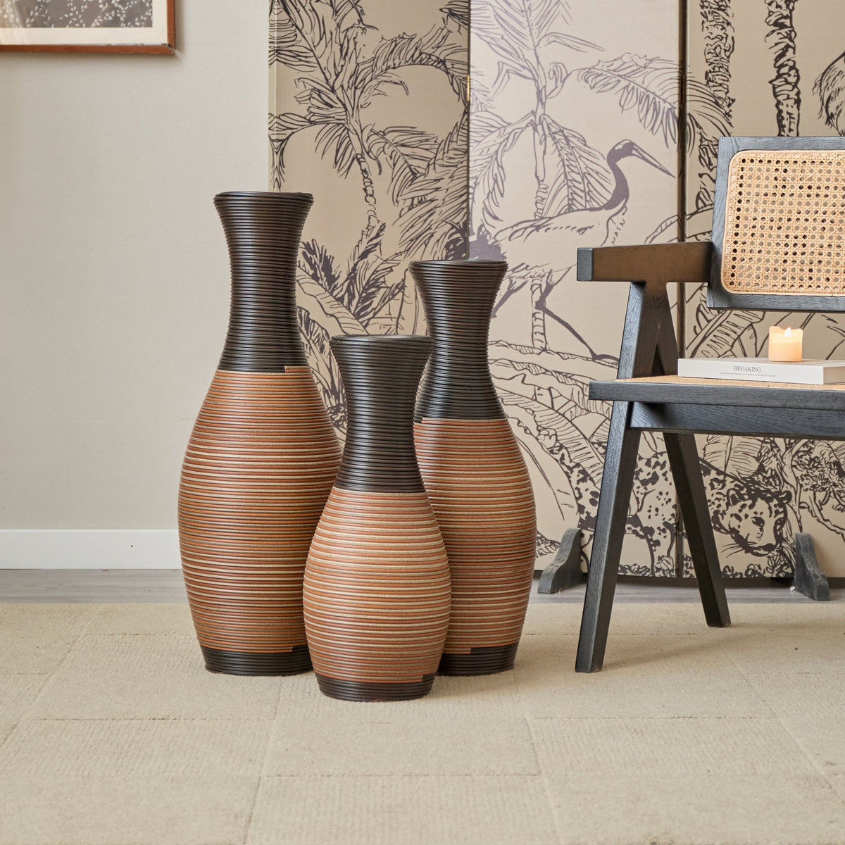 Designer Floor Vases, Large Vases For Home Decor Flooring (Set of 3)