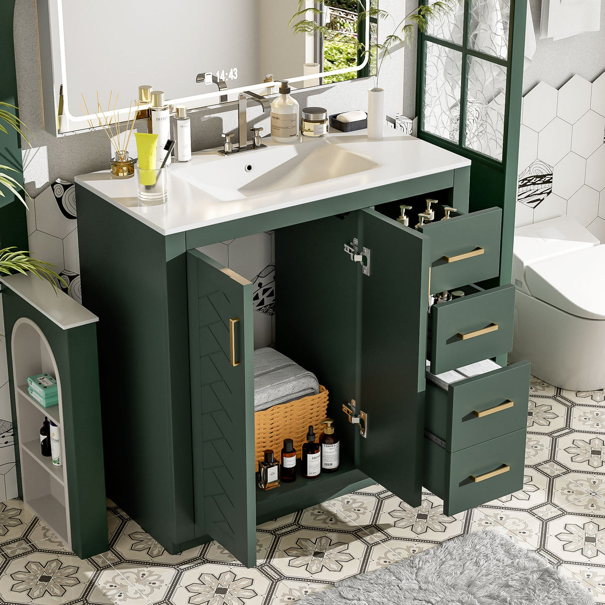Bathroom Vanity With Sink Combo, Storage Cabinet, Freestanding Set With 3 Drawers & Soft Closing Doors