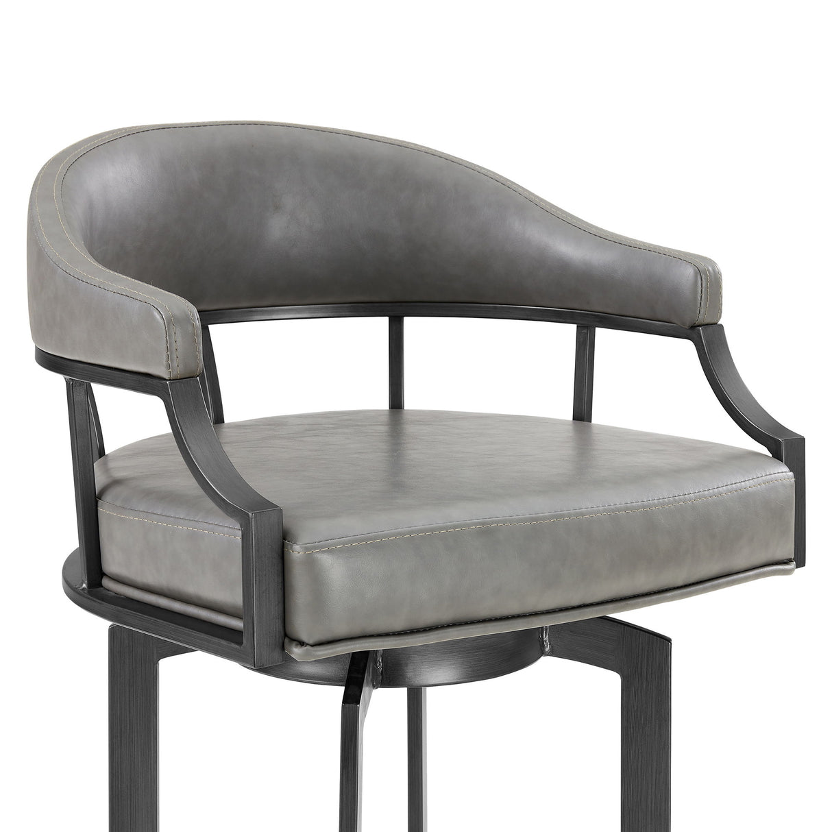 Edy - Swivel 30" Mineral Finish And Gray Faux Leather Bar Stool