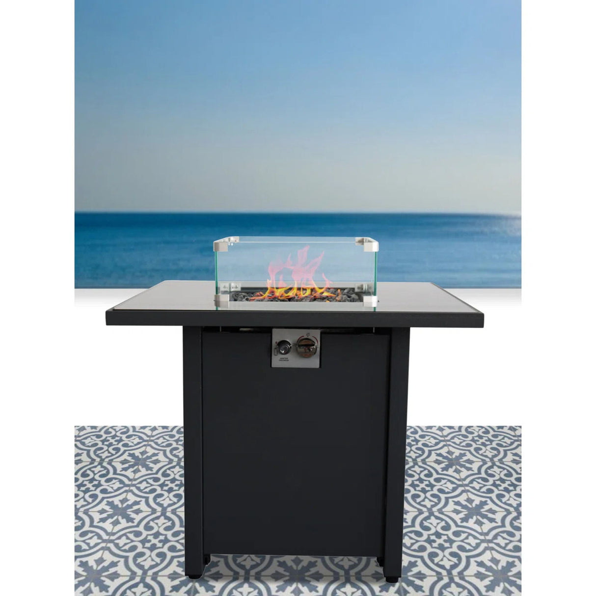 Propane Firepit Table Outdoor Heater High Heat Output Steel 30x25in